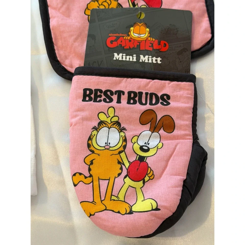 Garfield Odie Best Buds 4pc Kitchen Set Oven Mitt Pot Holder Towel Mini Mitt New